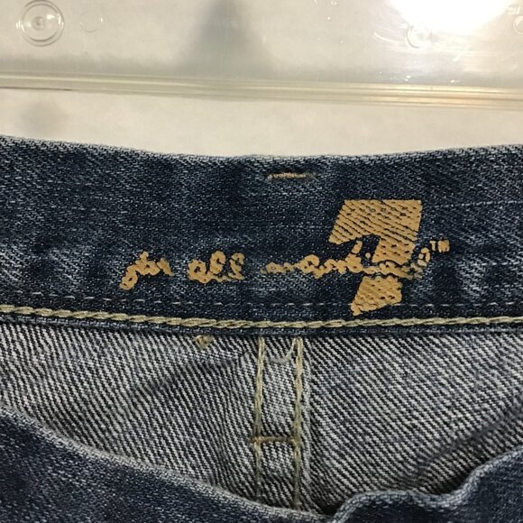 7 For All Mankind Flynt Jeans with Rhinestone Pockets and Raw Hem Size 30 - Picture 3 of 13